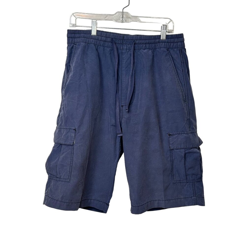 Wear First Men’s Cargo Shorts Navy Blue 36 Cotton Nylon Drawcord Elastic Waist P